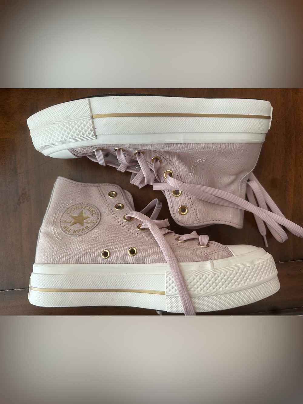 Converse Chuck Taylor All Star Lift Tailored Lines Pink Gold Platform 6.5